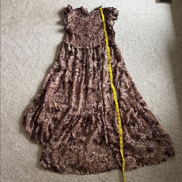 Moon River Beautiful Frills Copper Brown Midi Dress - Picture 4 of 4